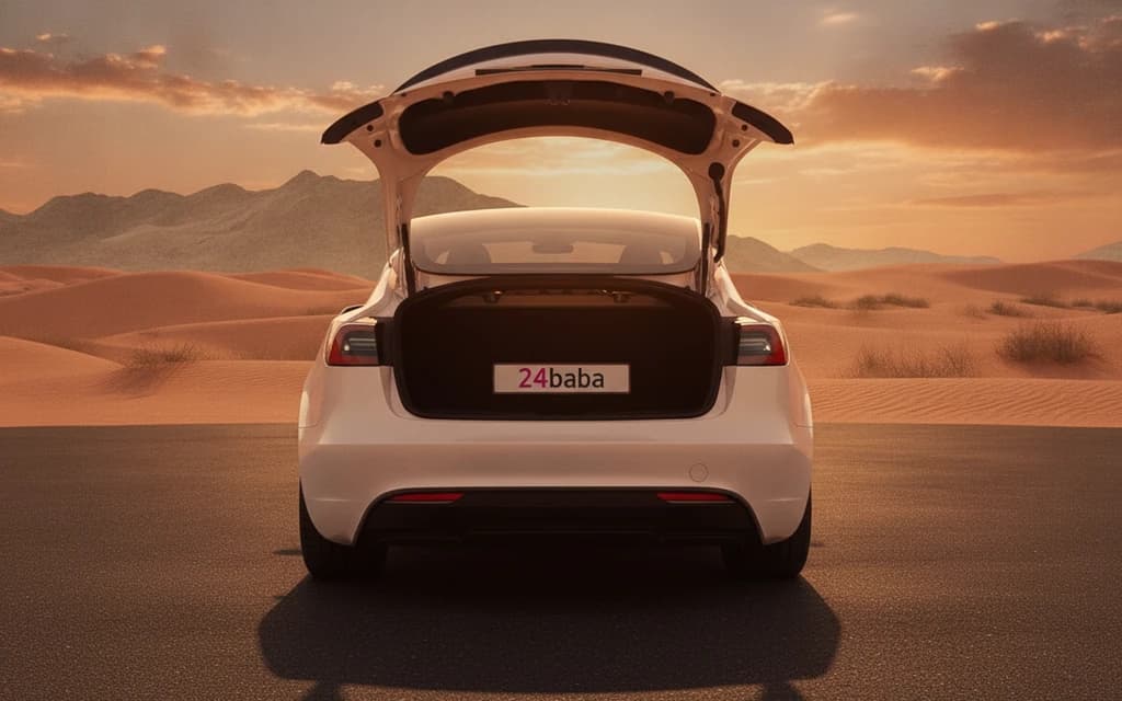 Tesla Model 3 Performance 2024 White trunk space – rental in Dubai