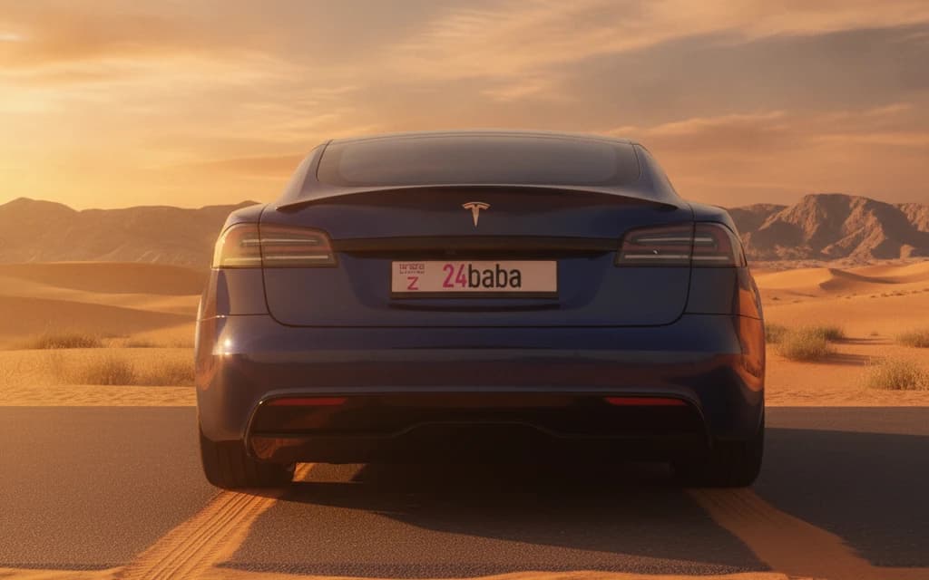 Tesla Model S 2023 Blue rear view – rental in Dubai
