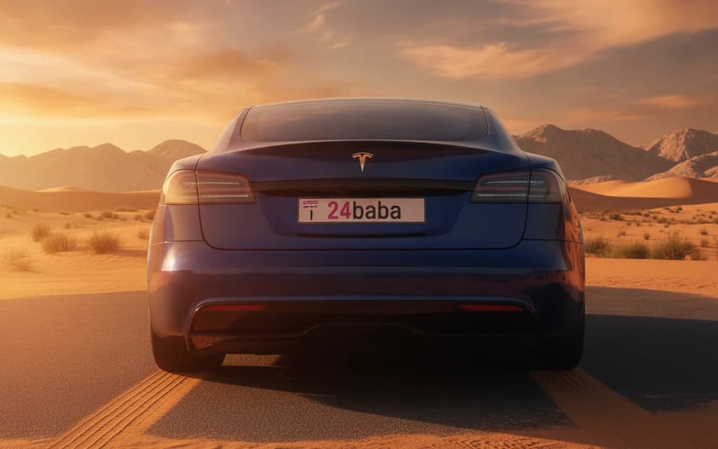 Tesla Model S 2023 Blue rear view – rental in Dubai