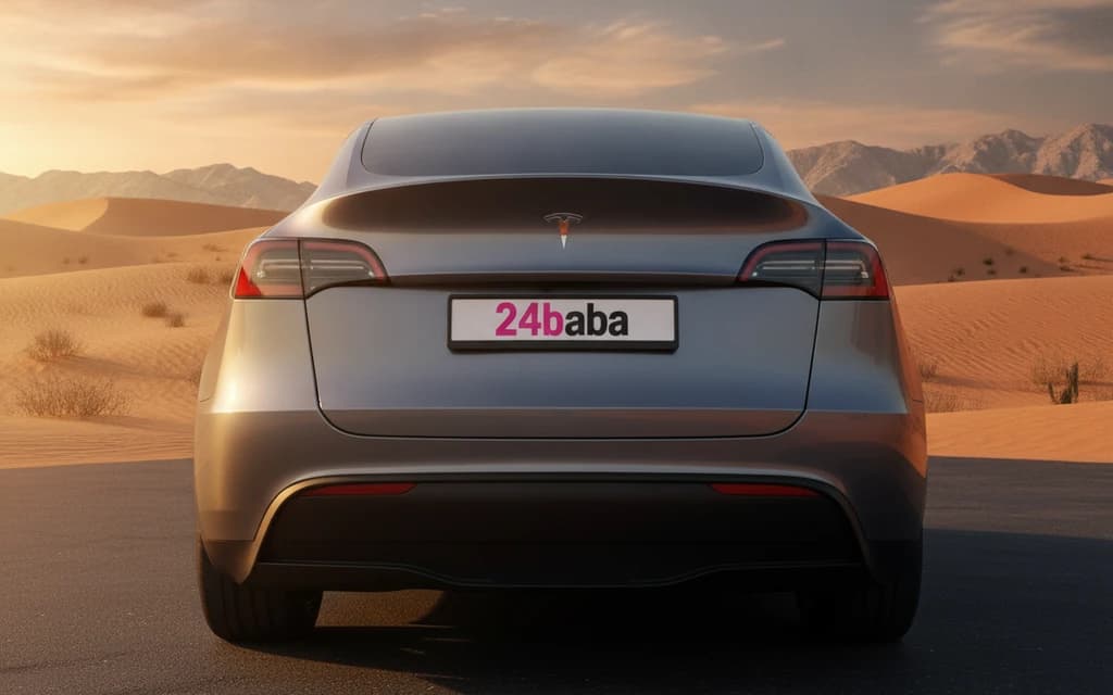Tesla Model Y 2023 Gray rear view – rental in Dubai