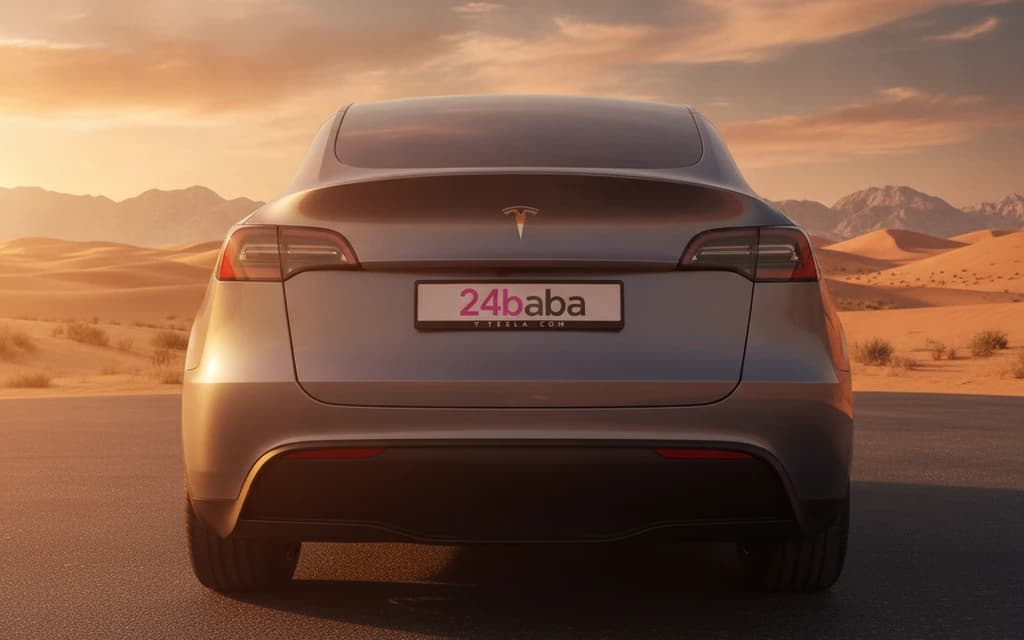 Tesla Model Y 2023 Gray rear view – rental in Dubai