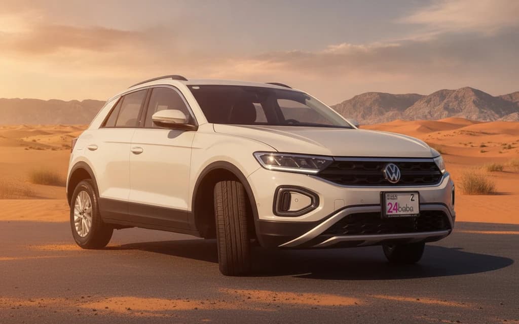 Volkswagen T-Roc 2023 Beige side view – rental in Dubai