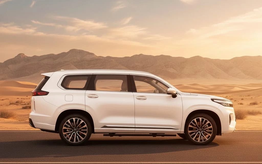 Exeed Vx 2025 White side profile – rental in Dubai