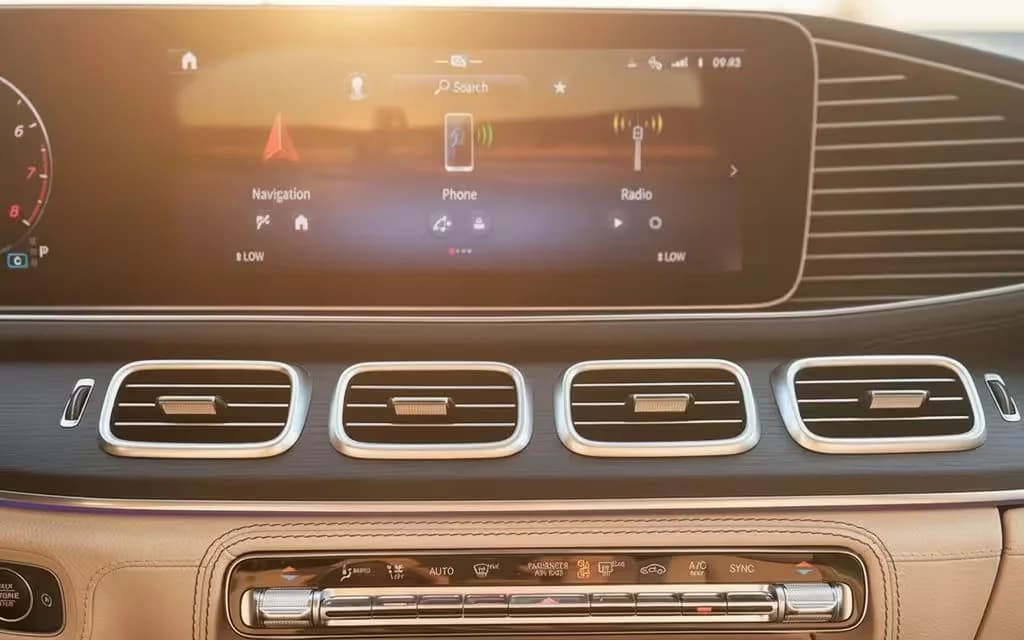 Mercedes Gle450 2023 interior view showing trim – rental in Dubai